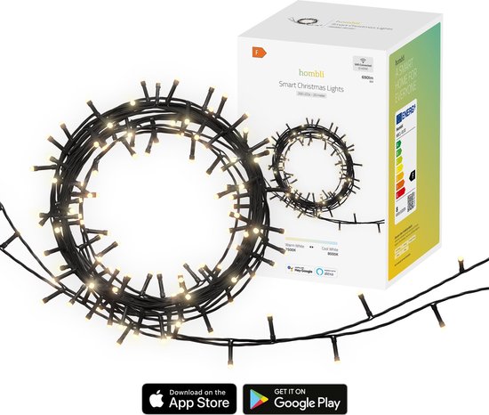 Hombli Slimme Kerstverlichting Voor Binnen en Buiten - LED Christmas Lights Kerstversiering Wit & Warm Witte Kerstboom verlichting 20m App gestuurd