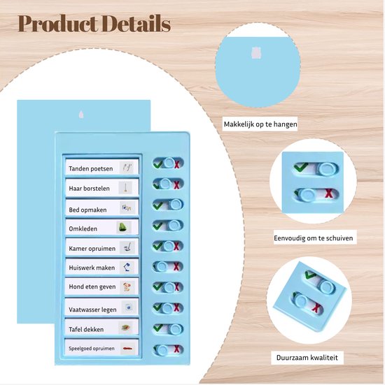 Planificateur de tâches - Tableau de planification pour construire des routines - Planificateur de jour pour enfant - Liste de tâches simple pour chaque situation - Liste de tâches pour les enfants - Blauw
