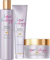 Hair Biology Haarverzorgingsset: 1x Silver & Glowing Silver Shampoo 250 ml + conditioner 160 ml + haarmasker 160 ml