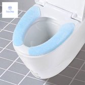 Toiletbril Hoes - 1 Paar Herbruikbare Warm Pluche Toiletbril blauw - Zachte Toiletzitting - Verwarmde wc bril