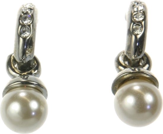 Boucles d'oreilles Behave avec pierres et perle pendante