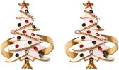 Gouden servetringen metalen servethouder kerstdecoratie: 2 stuks strass kerstboom Kerstmis tafeldecoratie strooidecoratie Xmas decoratief object