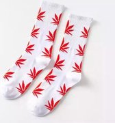 New Age Devi - Unisex #Cannabis-#Wietsokken - Wit-Rood - Maat 36-45