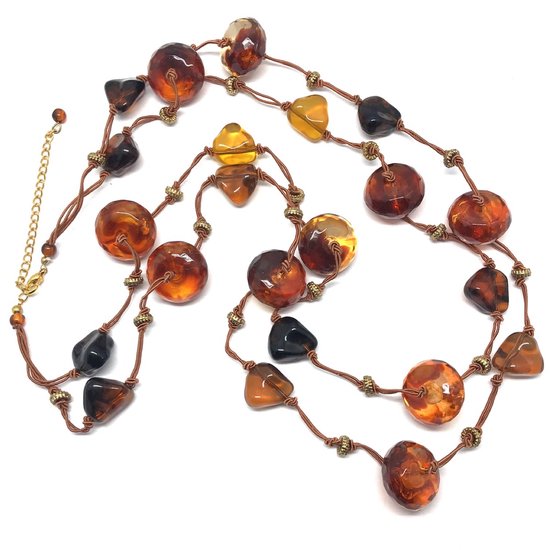 Collier Behave - collier de perles - chaîne longue - marron - 70cm