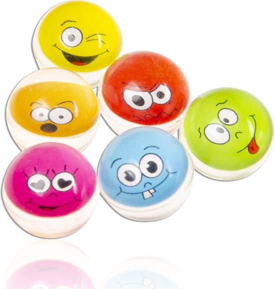 Foto: Stuiterballen 50 stuks rubberen smiley stuiterballen party bag fillers voor kinderen verjaardagsspeelgoed voor kinderen meerkleurig met verschillende varianten 