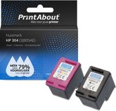 PrintAbout huismerk Inktcartridge 304 (3JB05AE) Zwart + 3 kleuren Multipack geschikt voor HP