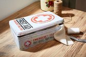 Voorraadblik plat, First Aid Kit – Geschenkidee voor nostalgiefans, Blik met deksel, Vintage design, 2,5 l
