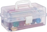 Boîte de rangement Relaxdays à 9 compartiments - boîte à couture en plastique - boîte à outils - boîte d'assortiment - blanc
