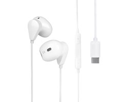 Nuvance Oortjes met Draad - USB-C Aansluiting - In-Ear Oordopjes met Draad - Bedrade Oortjes - Oortjes met Draad en Microfoon - Wit