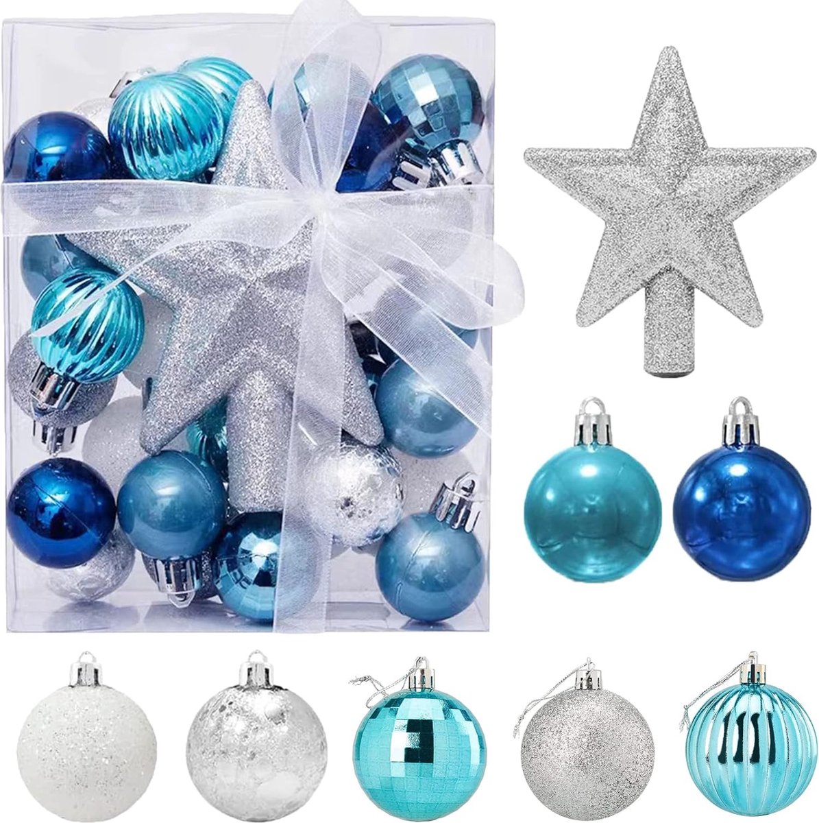 Fuleadture Kerstballen - Kerstversiering - Kerstboomdecoratie - Kerstballen Plastic - 30 Stuks - 3 cm