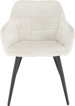 Rootz Eetkamerstoelen - Fluwelen Zitting - Armleuningstoel - Keukenzit - Elegante Kruk - Gestoffeerde Stoel - Luxe Meubilair - Crème Wit - 49x43 cm