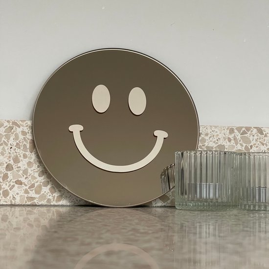 Miroir Smiley Crème - 20 cm - Rond