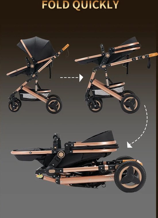 Premium 3-in-1 Kinderwagen - Draagbaar, Opvouwbaar, met Vering - Aluminium Frame - Inclusief Autostoel - Kwalitatieve Buggy voor Pasgeboren Baby - Luxe Multifunctionele Combi Kinderwagen - Grijs/Zwart van Kinderkraft — afbeelding 4