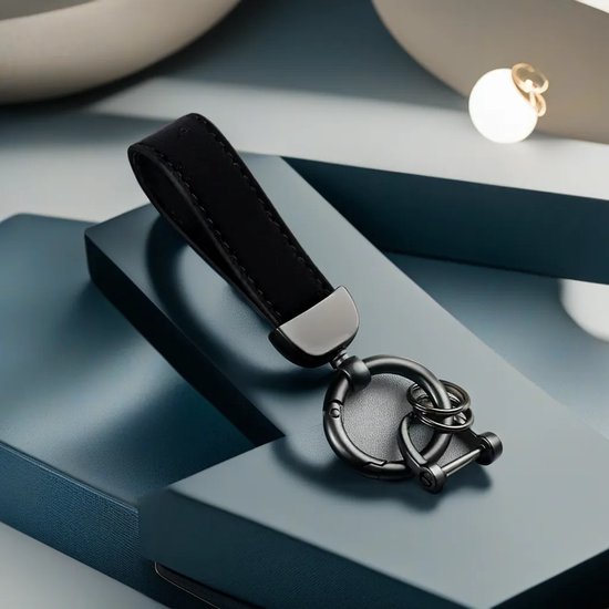 Porte-clés cuir noir - Porte- Luxe - Porte-clés Voiture - Différentes couleurs - Pendentif en cuir - Fermoir Premium - Haute qualité