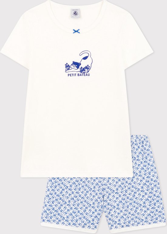 Petit Bateau Korte katoenen pyjama voor kinderen Meisjes Pyjamaset - Blauw - Maat 128