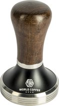 World Coffee Gear - Coffee Tamper - 58mm diameter - zwart walnoot - koffie tamper - barista musthave - koffie tool - koffie gadget - professional coffee - RVS - zwart walnotenhout -