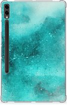 Back Cover Geschikt voor Samsung Galaxy Tab S9 Plus Hoesje Painting Blue met doorzichte zijkanten