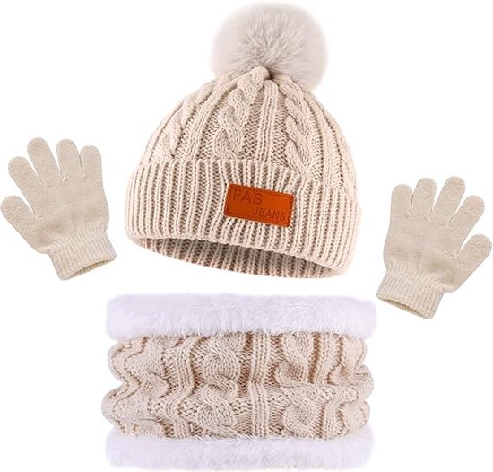 Ensemble bonnet et gants écharpe, bonnet tricoté chaud, bonnets thermiques avec  gants