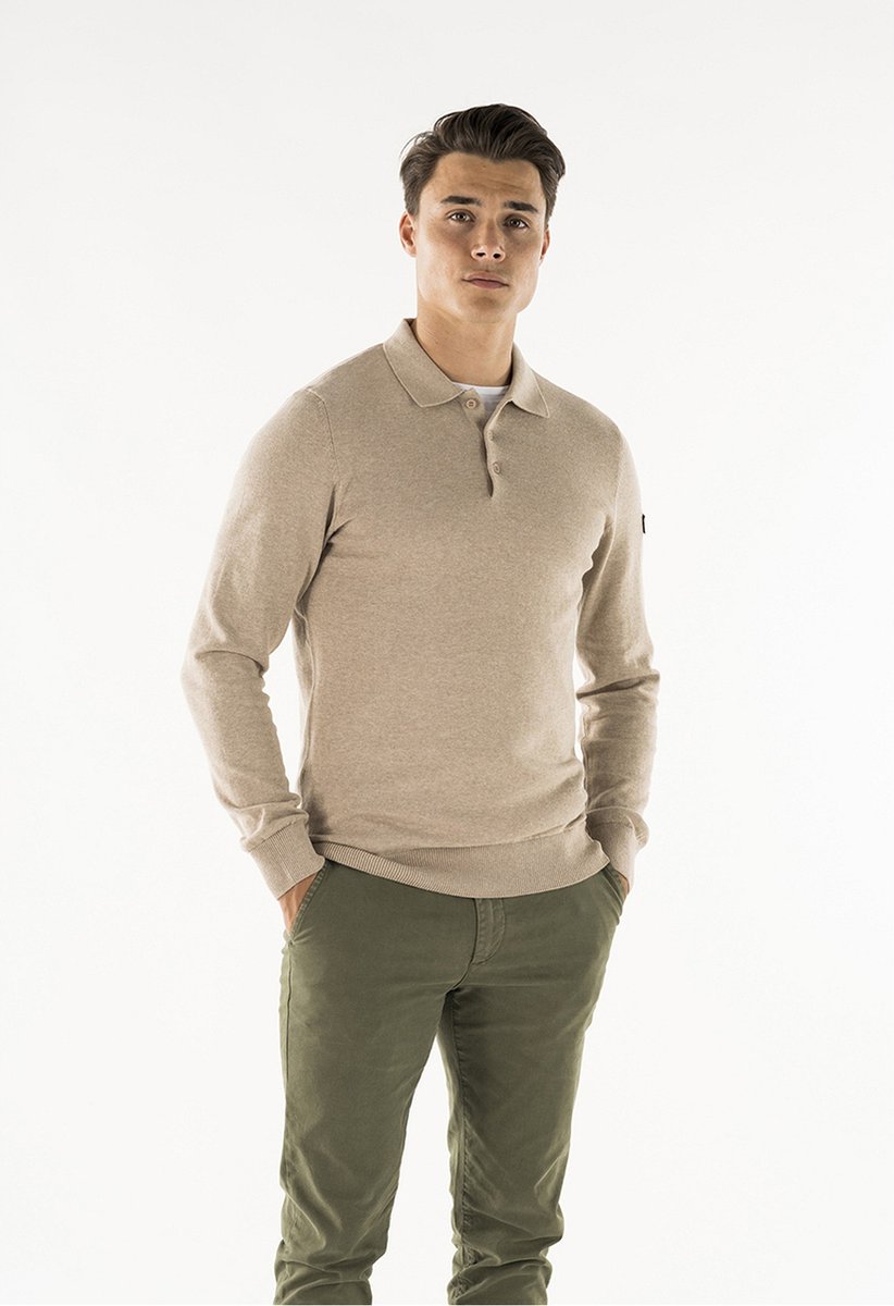 Presly and sun Heren knitted polo-Brad-Taupe-3XL