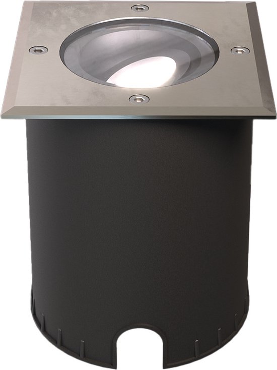 HOFTRONIC - Cody LED Grondspot XL - Vierkant - Dimbaar en kantelbaar - IP67 Waterdicht - RVS - GU10 4.5W 345 Lumen - Geschikt voor tuin, oprit en pad