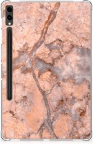 Tablet Hoes Geschikt voor Samsung Galaxy Tab S9 Plus Back Case Marmer Oranje met transparant zijkanten