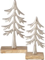 Boltze kerstboom decoratief , metaal zilverkleur op voet . Set van 2 stuks . Boltze