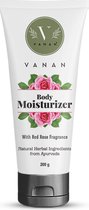 Vanan Body Moisturizer - Verrijkt met Guggulu, Sesamolie en Castorolie - Hydrateert en voedt de huid, biedt diepe hydratatie - maakt de huid glad en stralend - Plantaardig & Ayurvedic - Rode Rozengeur - Geschikt voor alle huidtypes - 200g