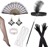Set van 20 accessoires, jaren '20-kostuum, jaren '20-thema, Halloween-kostuumaccessoires, flapperaccessoireset voor dames, 8 stuks
