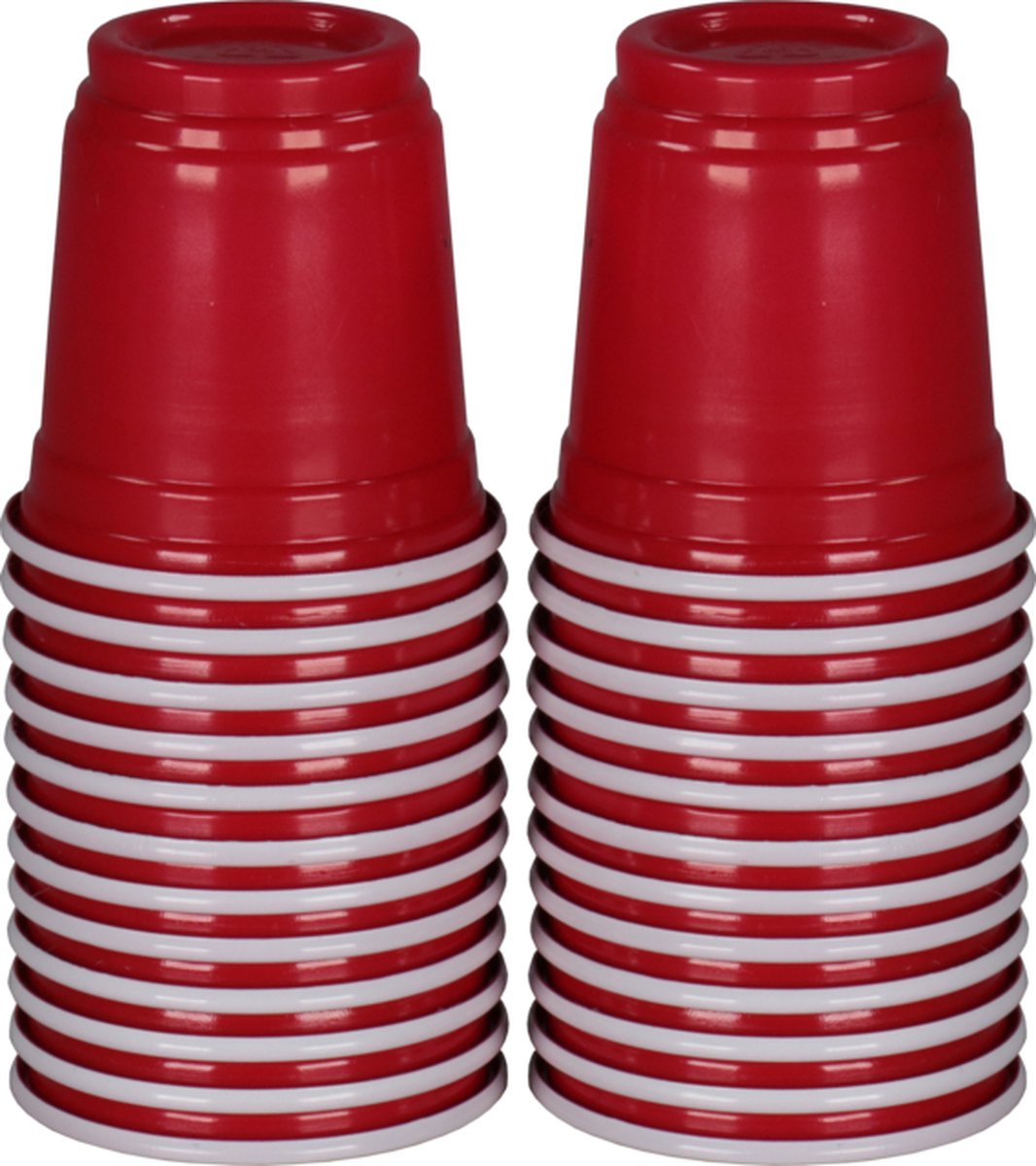 Red cup shotglas, PP, reusable, 60ml, 2oz, rood (48 stuks)