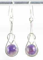 Zilveren oorbellen met paarse charoiet