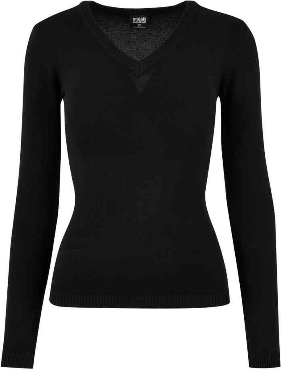 Urban Classics Knitted V-Neck Longsleeve top S Zwart