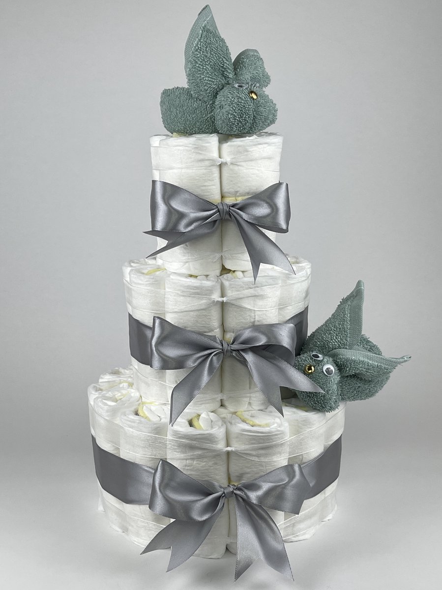 Goedkoopste Chouette-Chouette | Luiertaart Neutraal | Kraamcadeau | Geboorte Jongen Meisje | Babyshower | Konijnen Stone groen - Grijs