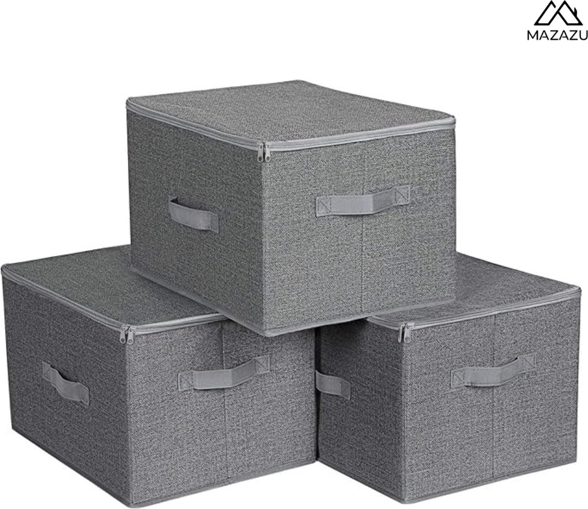 MIRA Home - Opbergdozen - Opbergmand - Modern - Karton - Niet-geweven stof - Grijs - 40x30x25cm