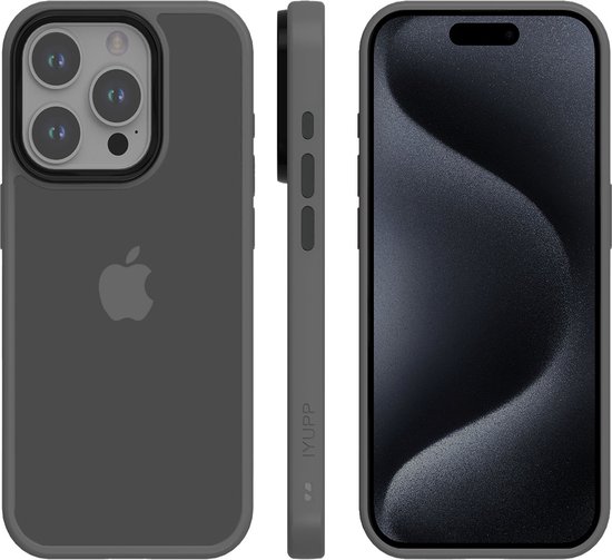 IYUPP Bumper pour iPhone 15 Pro Max Case Grijs x Zwart