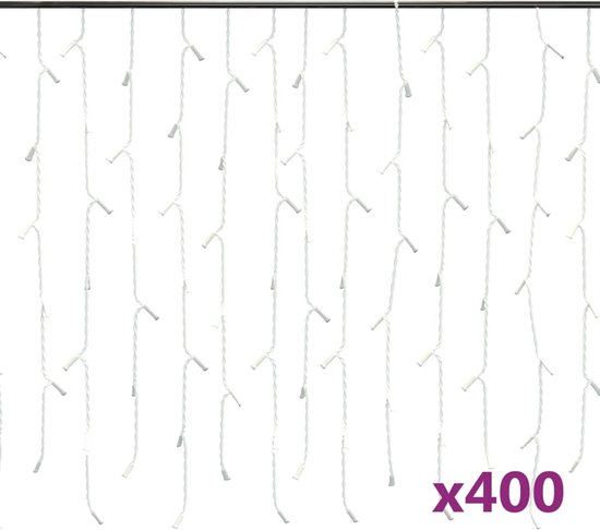 vidaXL - Lichtgordijn - met - 400 - LED's - en - 8 - functies - 10 - m - warmwit