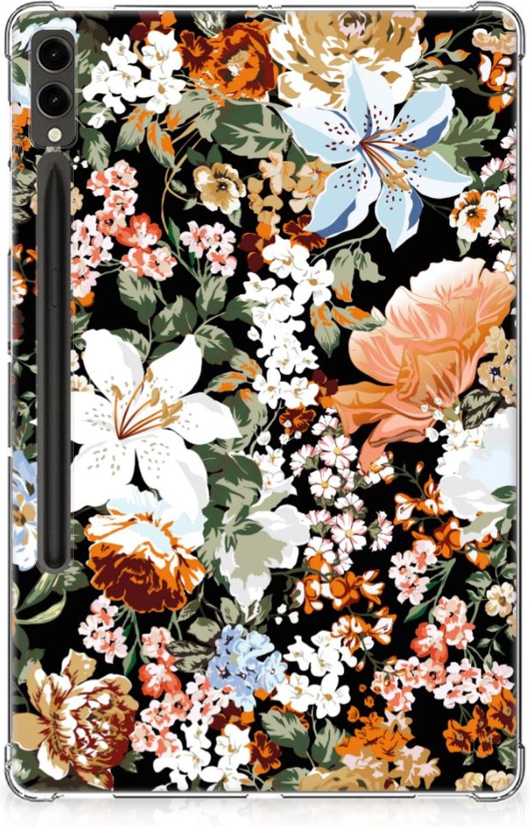 Siliconen Hoesje voor Samsung Galaxy Tab S9 Plus Dark Flowers