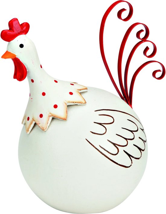 Lente - Voorjaar - Pasen - Paasdagen - Paasfeest - Witmetalen kip met rode afwerking