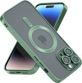 iPhone 14 Pro Max Transparant MagSafe Magnetische Telefoon Hoesje - Achterkant Doorzichtig case met Camerabescherming - Groen