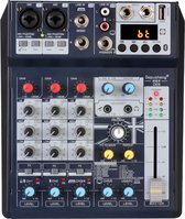 DE8 Mini 8 Kanaals Geluid DJ Mixer Nagalm Console USB Geluidskaart Mixer DSP Effect Audio Mixer voor Computer Opname, Bands