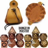 Lapi Toys - Dungeons and dragons essential kit - Dnd metal dice set - Polydice set - 2 sets metalen dobbestenen (14 stuks) - Dnd dobbelstenen - D&d dices - D&d polydice tray - Inclusief dice tray & dice bag - Multifunctionele dice pouch