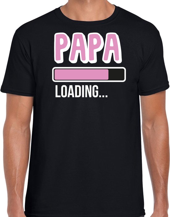 Bellatio Decorations Cadeau t-shirt aanstaande papa - papa loading - zwart/roze- heren - Vaderdag/verjaardag XL