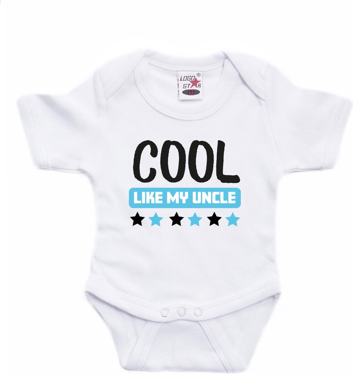 Bellatio Decorations baby rompertje - cool like my uncle - wit/blauw - cadeau romper - kraamcadeau 92
