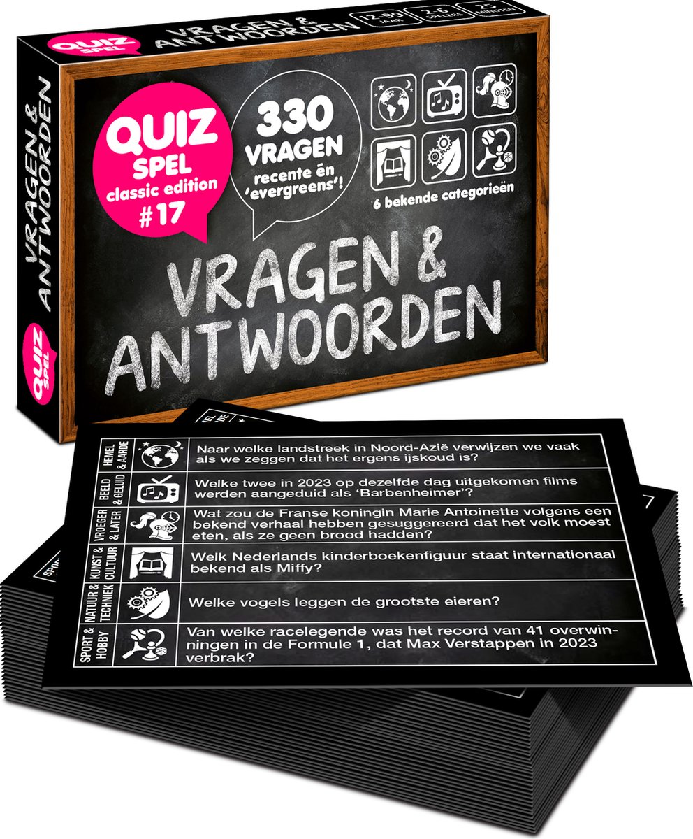 Vragen & Antwoorden #17 - Kaartspel - Pocketformaat Trivia Quiz en Aanvulset / Uitbreiding - 330 NIEUWE NEDERLANDSE VRAGEN!