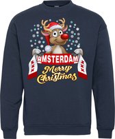 Pull de Noël Amsterdam | Ugly Christmas Pull Femme Homme | cadeau de Noël | Supporter de Ajax | Marine | taille 128/140