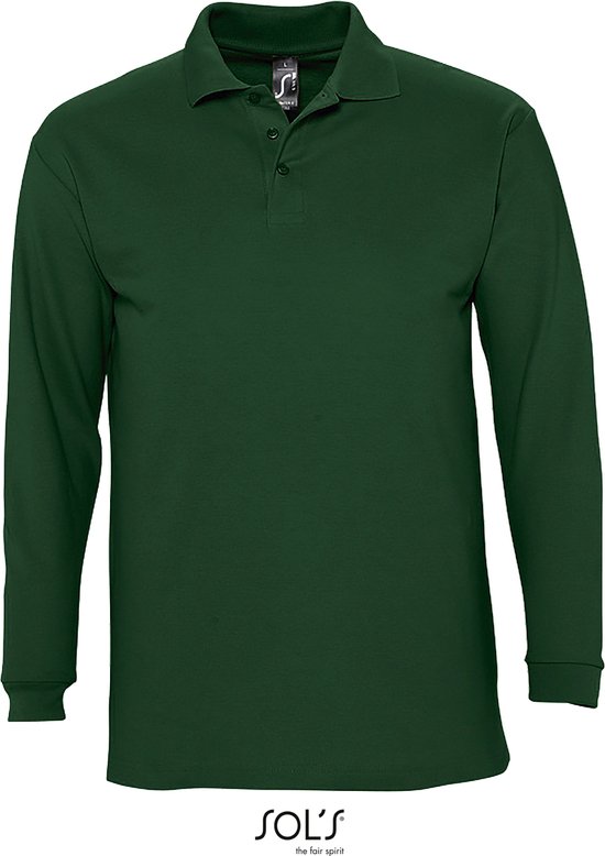 SOLS Heren-Winter II Poloshirt met lange mouwen van Piqué katoen (Golf Green) Maat XL