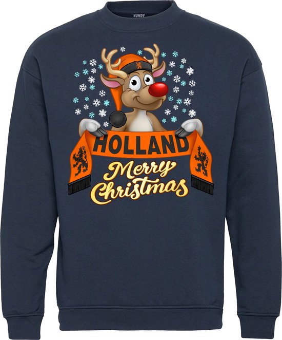 Kersttrui Holland | Foute Kersttrui Dames Heren | Kerstcadeau | Nederlands elftal supporter | Navy | maat 152/164