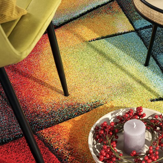 TT Home Woonkamer Vloerkleed Modern Laagpolig 3D Look Geometrisch Gegolfd Design, Kleur:Turquoise, Maat:80x150 cm