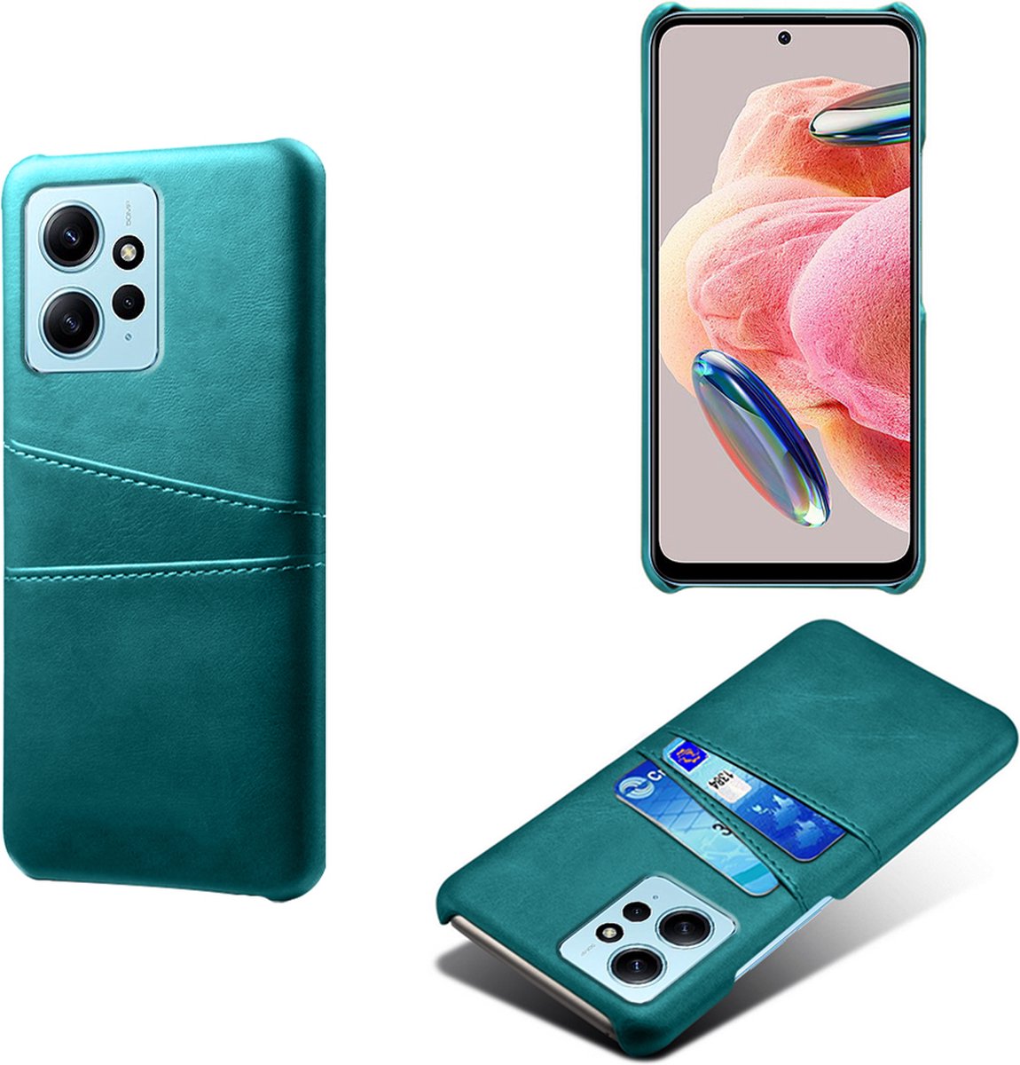 Backcover met Opbergvakjes + PMMA Screenprotector voor Xiaomi Redmi Note 12 4G _ Groen