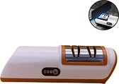 Livano Elektrische Messenslijper - Messenslijper Elektrisch - Messenslijpmachine - Doortrekslijper - Slijpsteen - Knife Sharpener - Sharpening Stone - Electric Knife Sharpener - Oranje