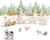 1 pièces Set de Jouets de train de Noël en bois train de noël pour décorations et cadeaux de noël, décorations de noël en bois, fête, décorations de noël (blanc)